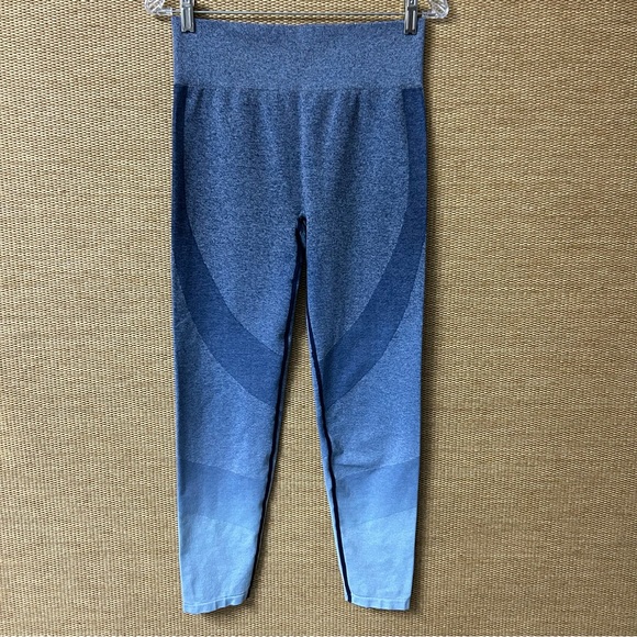 Victoria’s Secret PINK Leggings Women Large Blue Ombré Seamless Activewear Pants - Picture 1 of 10